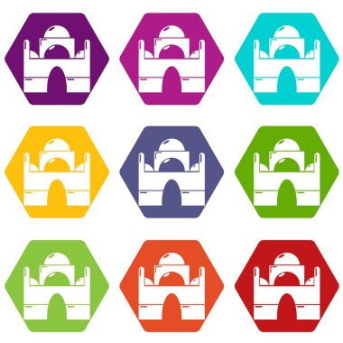9 vektör Camii Icons set