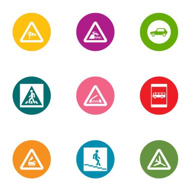 İniş Icons set, düz stil