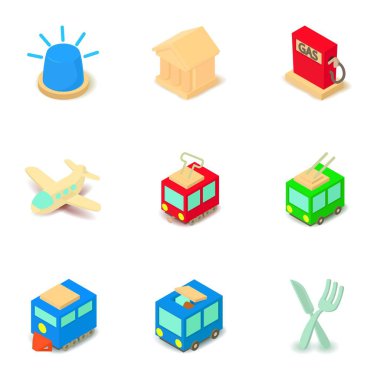 Sosyal taşıma simgeler kümesi, izometrik stili