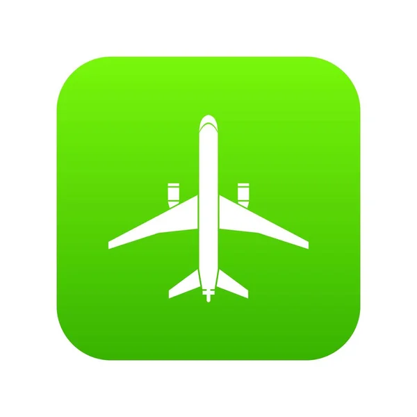 Vliegtuig pictogram digitale groen — Stockvector