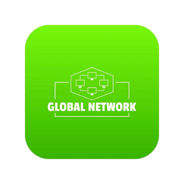 Globales Netzwerk Symbol grüner Vektor — Stockvektor
