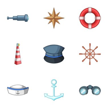 Deniz yürüme Icons set, karikatür tarzı