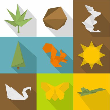 Oyuncak kağıt simgeler ayarla, stil düz