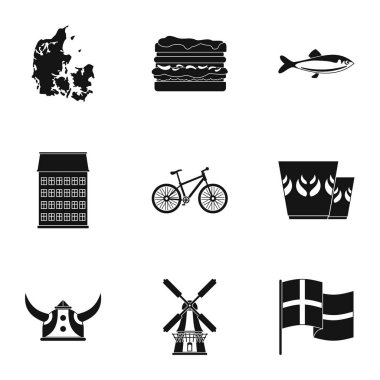 Balık Icons set, basit tarzı kenar