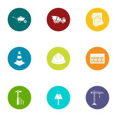 Beton Mikser simgeler ayarla, stil düz