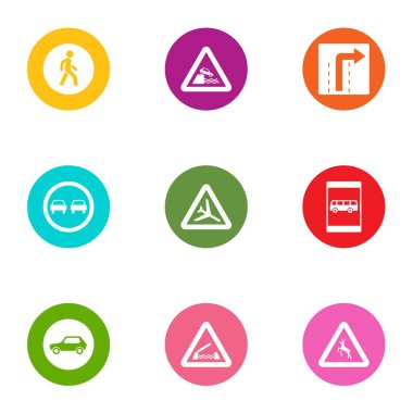 Basamak Icons set, düz stil