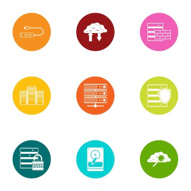 Deşarj Icons set, düz stil