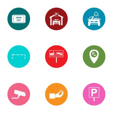 Kamera Icons set otopark, düz stil