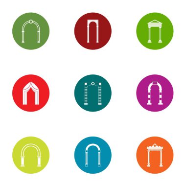 Kemerli tonoz Icons set, düz stil