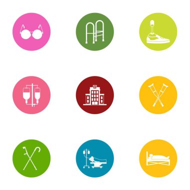 Özürlü insanlar Icons set, düz stil