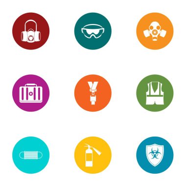 Biyolojik tehlike Icons set, düz stil