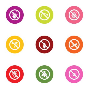 Zehirli böceği Icons set, düz stil