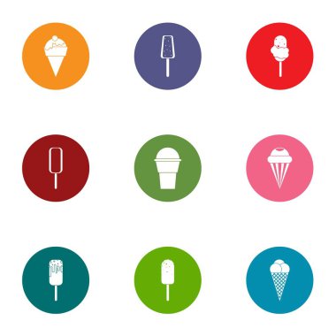 Meyve buz Icons set, düz stil