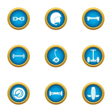 İki tekerlekli taşıma simge seti, stil düz