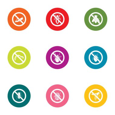 İçki yasağı simgeler ayarla, stil düz