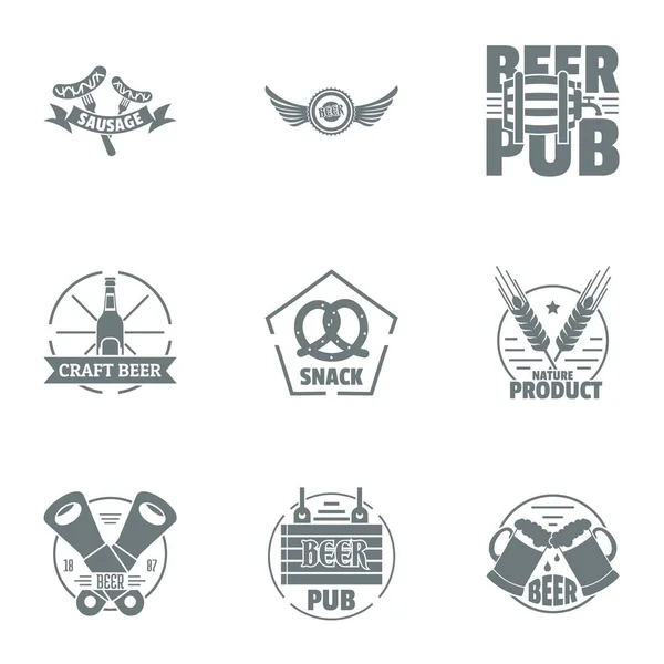 Conjunto de logotipo de cerveja artesanal, estilo simples — Vetor de Stock