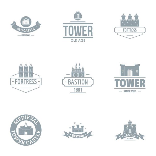 Набор логотипов башни, простой стиль
