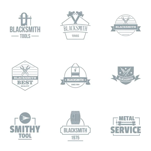 Set logo Blacksmithing, stile semplice — Vettoriale Stock