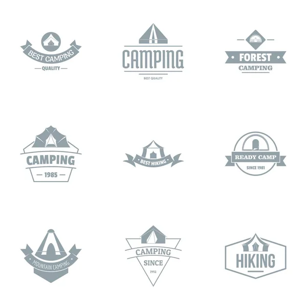 Campsite logo set, simple style — Stock Vector