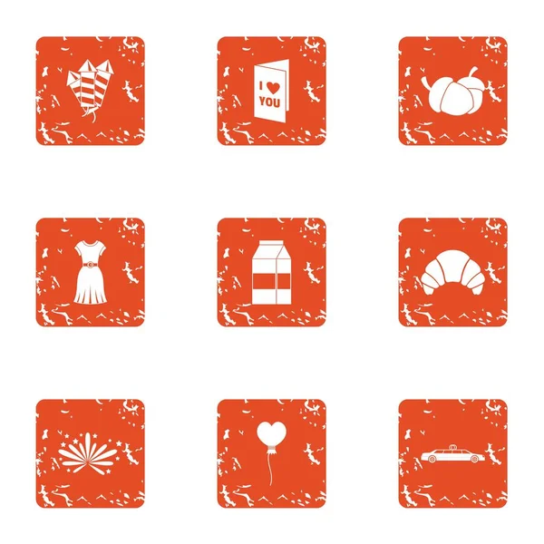 Amor lugar iconos conjunto, estilo grunge — Vector de stock