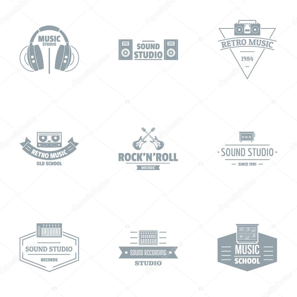Rock and roll logo set. Simple set of 9 rock and roll vector logo for web isolated on white background