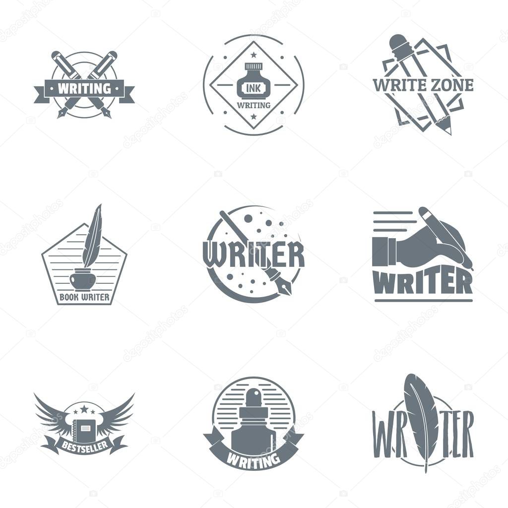 Scriptwriter logo set. Simple set of 9 scriptwriter vector logo for web isolated on white background