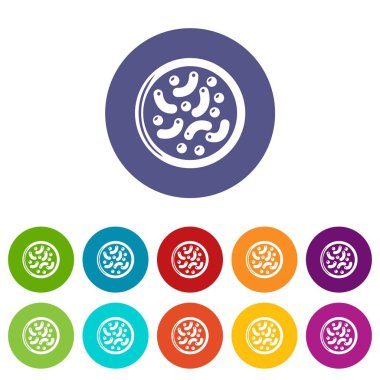 Mikroskobik bakteri simgeler vektör renk ayarla