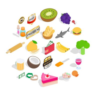 Şef Ocak Icons set, izometrik stili