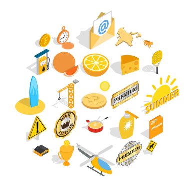 Başarılı hayat Icons set, izometrik stili