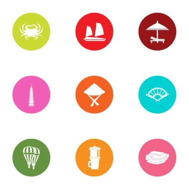 Icons set, düz stil Yeniden Konumlandır