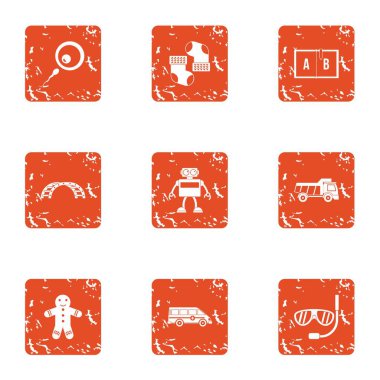 Şekil robot simgeler kümesi, grunge tarzı
