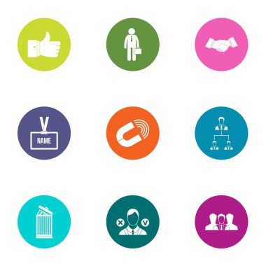 Basın Icons set, düz stil