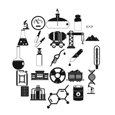 İşleme fabrika Icons set, basit tarzı