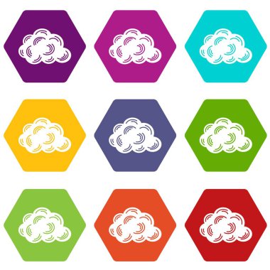 9 vektör bulut Icons set