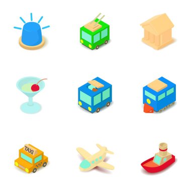 Gezi Tur Icons set, izometrik stili