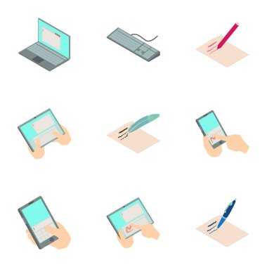 Online harita Icons set, izometrik stili