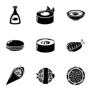 Taze alabalık Icons set, basit tarzı