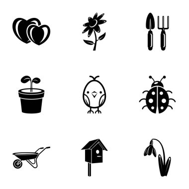 Açık bahçe Icons set, basit tarzı