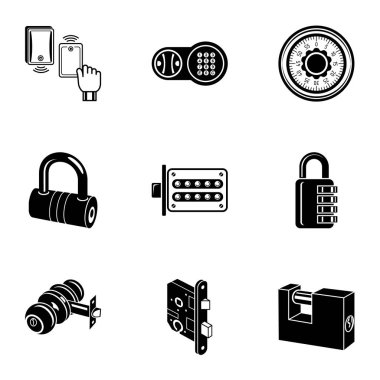 Karmaşık kilit Icons set, basit tarzı
