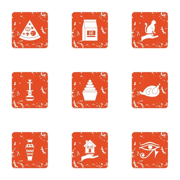 Set de iconos de gato doméstico, estilo grunge — Vector de stock