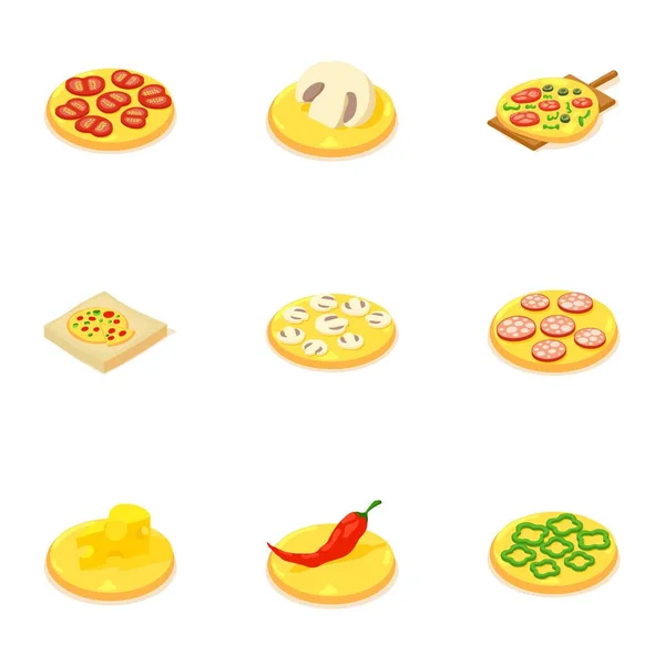 Pizza perfect icons set, isometric style — Stock Vector