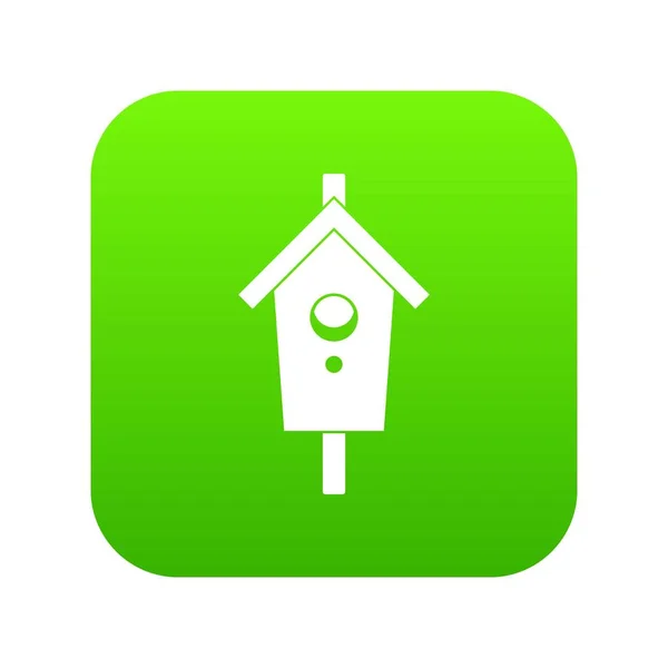Vogelhaus-Symbol digital grün — Stockvektor