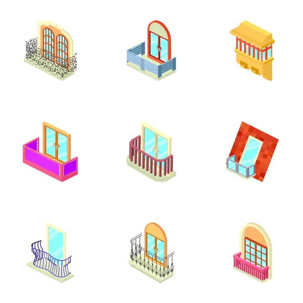 Window throttle icons set, isometric style — Stock Vector