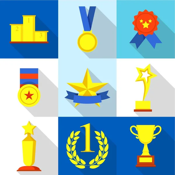 Conjunto de iconos de premio superior, estilo plano — Archivo Imágenes Vectoriales