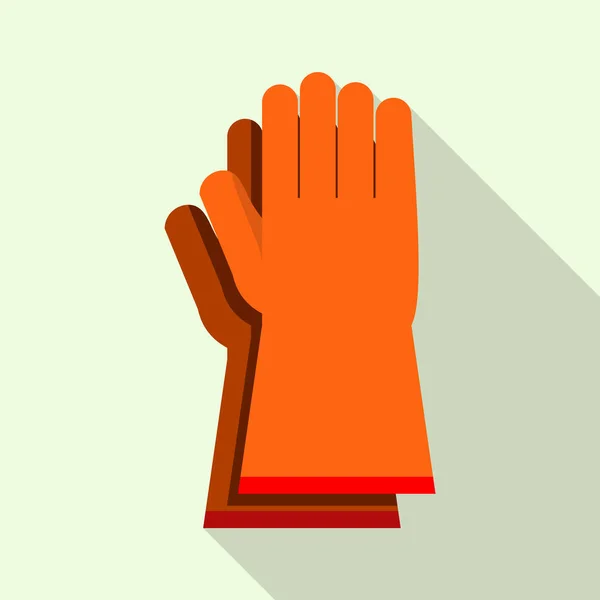 Trabalho laranja luvas de goma ícone, estilo plano — Vetor de Stock