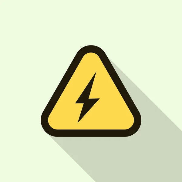 Electric shock yellow sign icon, flat style — Stock Vector