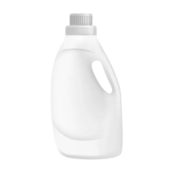 Botella de plástico blanco detergente maqueta, estilo realista — Vector de stock