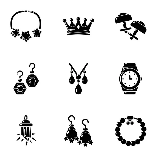Jewelry articles icons set, simple style — Stock Vector