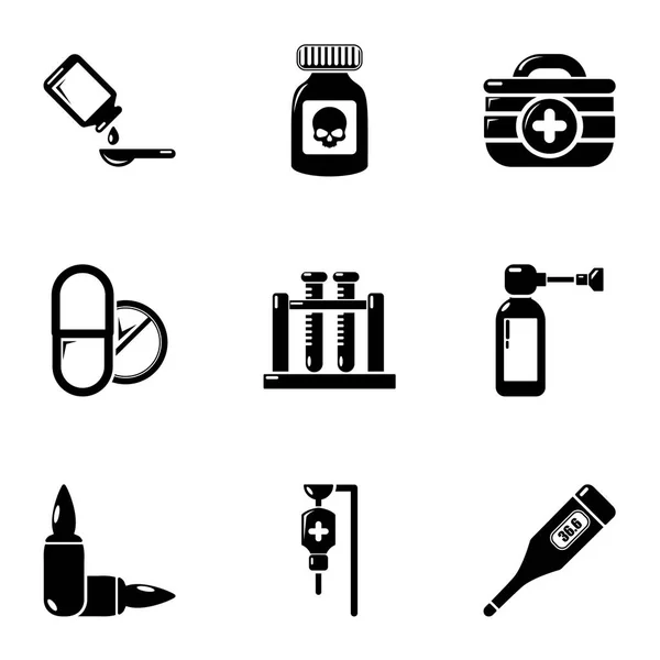 Fumes icons set, simple style — Stock Vector
