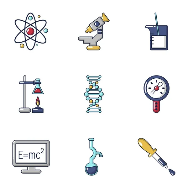 Physical research icons set, cartoon style — Stock Vector